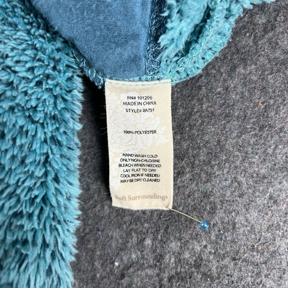 Soft Surroundings Sweater Womens Small Blue Pullover Luxe Sherpa 1/4 Zip Fuzzy - Picture 7 of 14